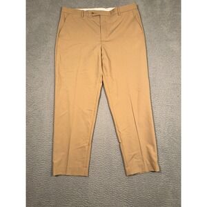 Nautica Men's khaki  Flat Front Stretch Dress Pants W38 L30 Poly Blend